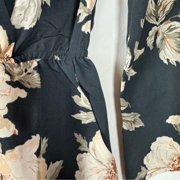 Lulus Romper Onesie Playsuit One Piece Prairie Daydream Washed Navy Blue Floral - Picture 4 of 10